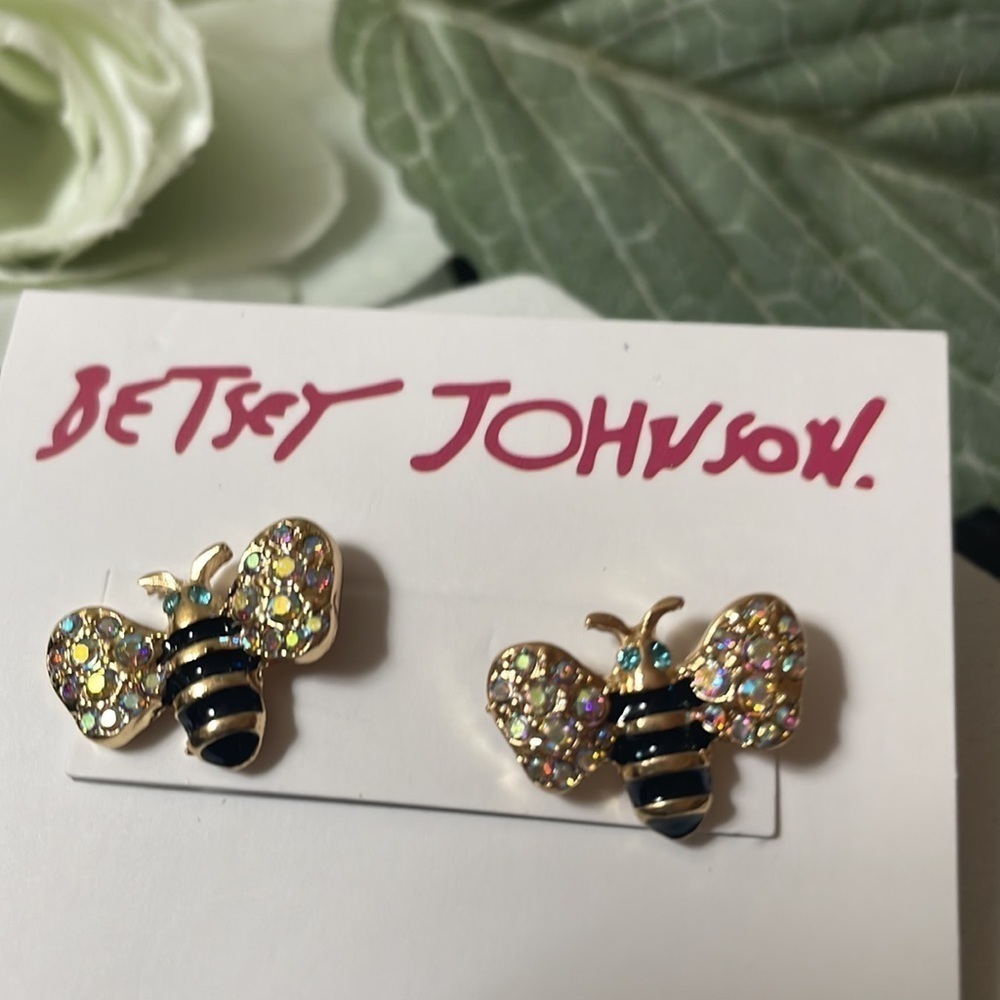Betsy Johnson Bee Rhinestone Stud Earrings - Picture 6 of 12